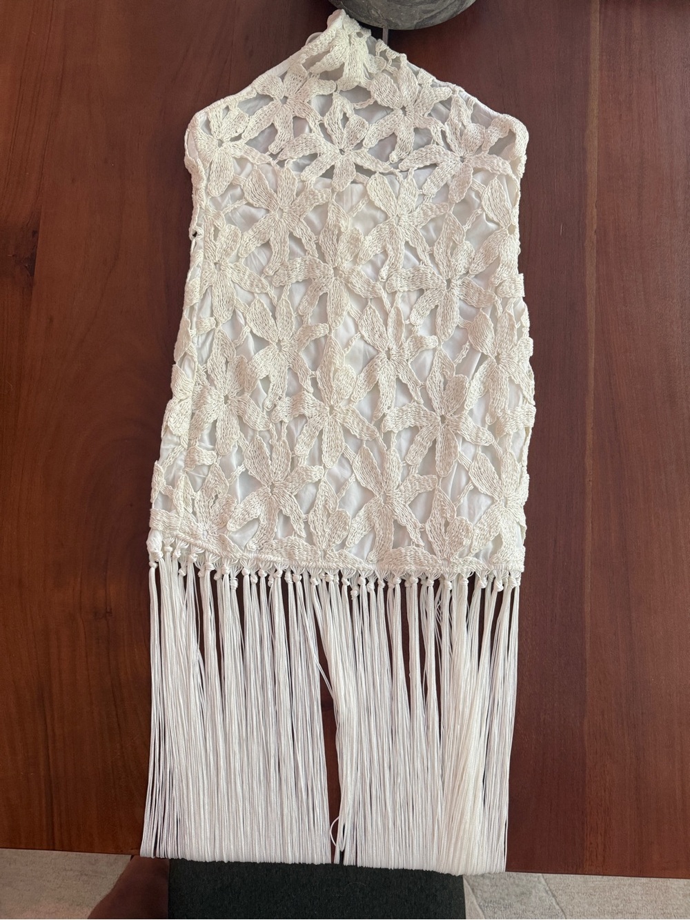 Backless White Crochet Fringe Halter Dress